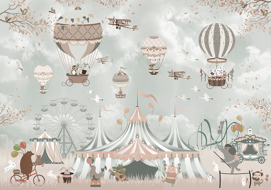 Фотообои в детскую комнату цирк с воздушными шарами