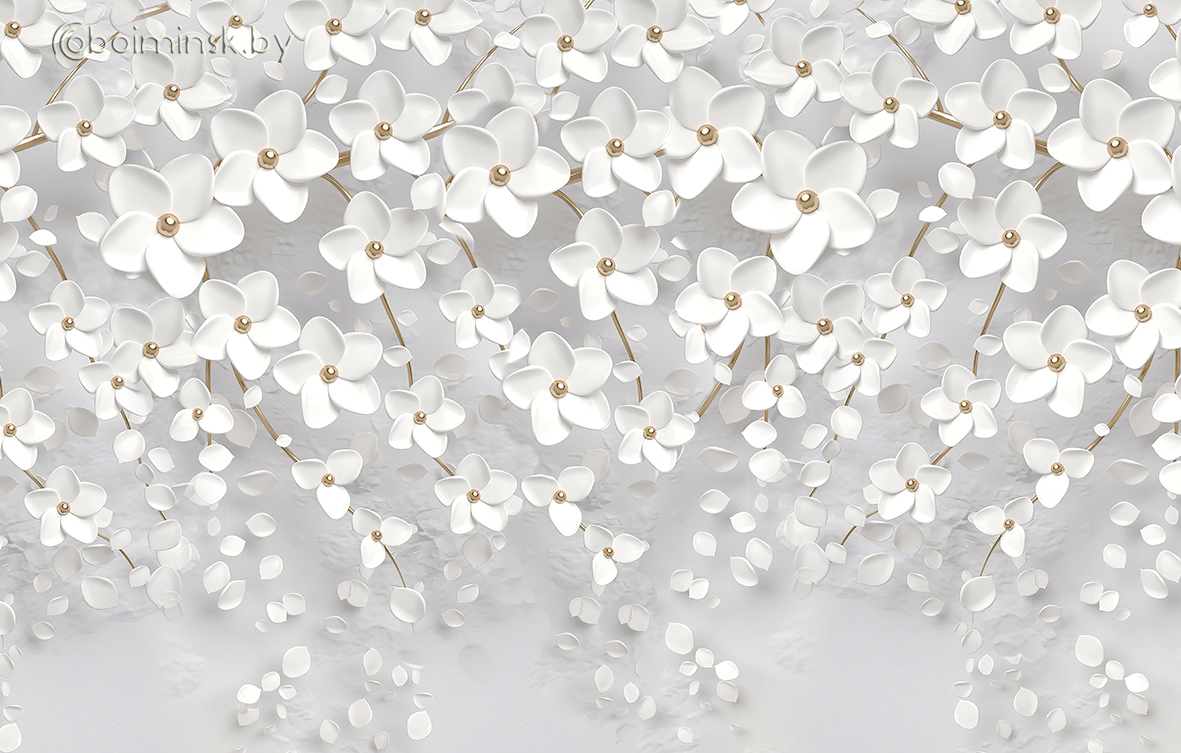Фотообои De-Art Белые 3Д ветви