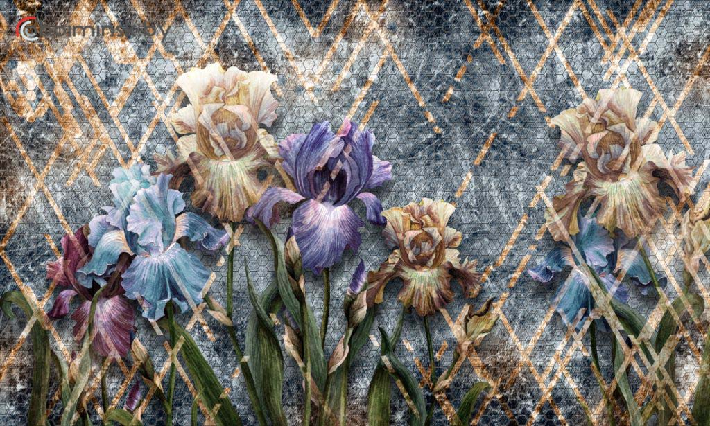 3д фотообои современные цветы интенс