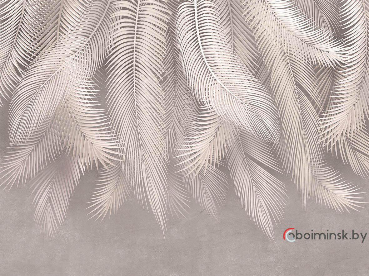 3Д Фотообои листья пальмы фреска