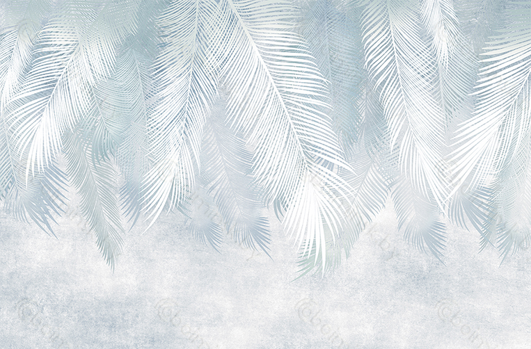 Фотообои De-Art Листья пальмы фреска холодный тон