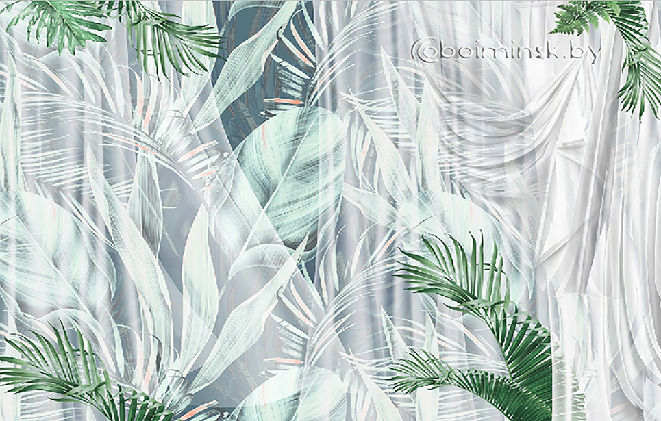 Фотообои листья пальмы вуаль