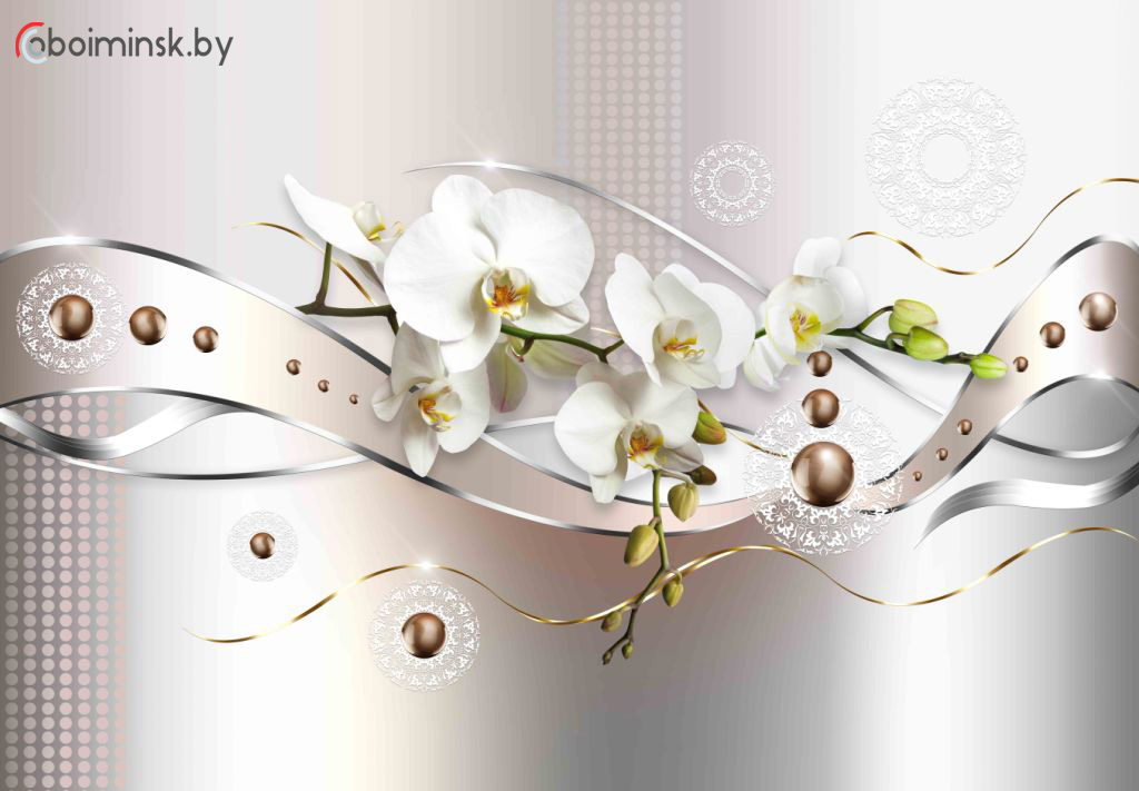 3д фотообои белая орхидея