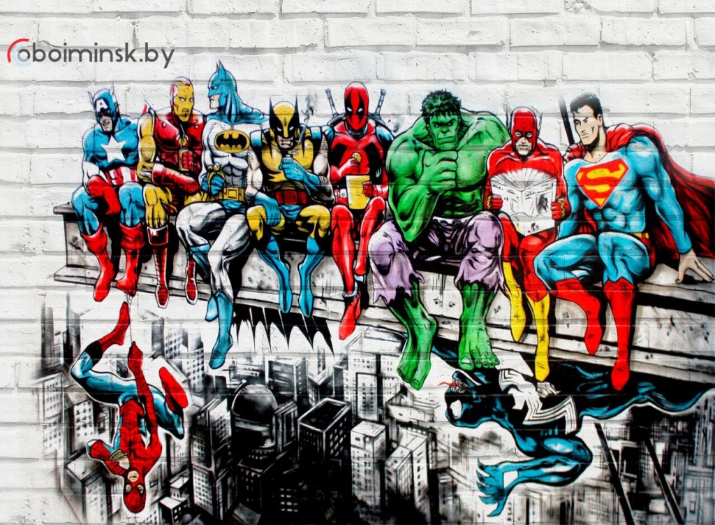 Детские фотообои супергерои граффити