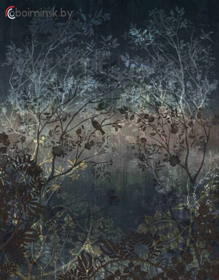 Фотообои фреска тёмный лес
