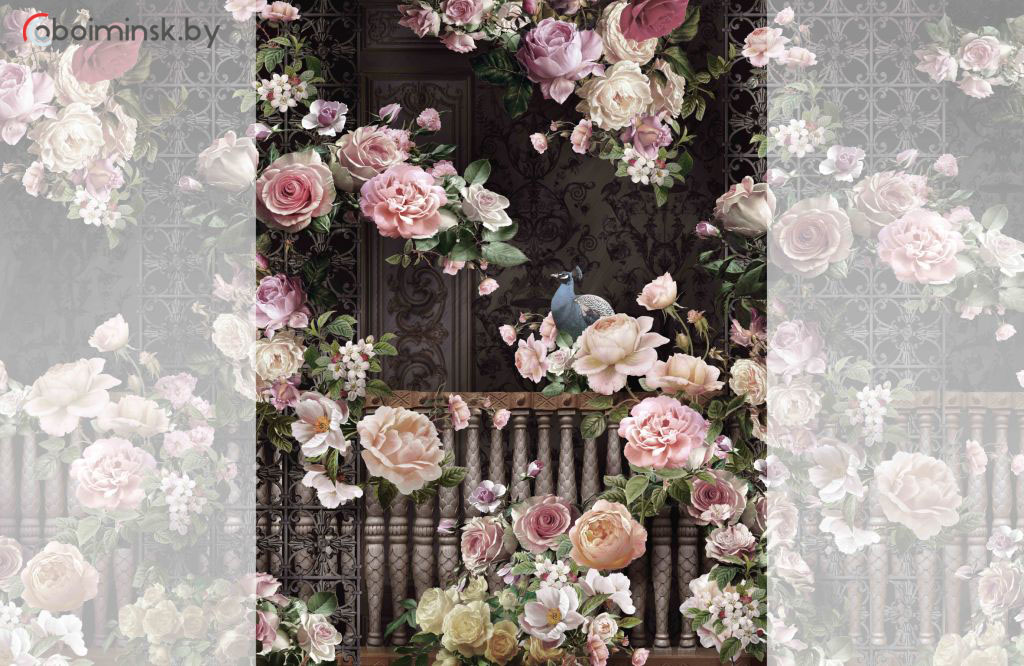 Фотообои с изображением роз и павлинов уединение