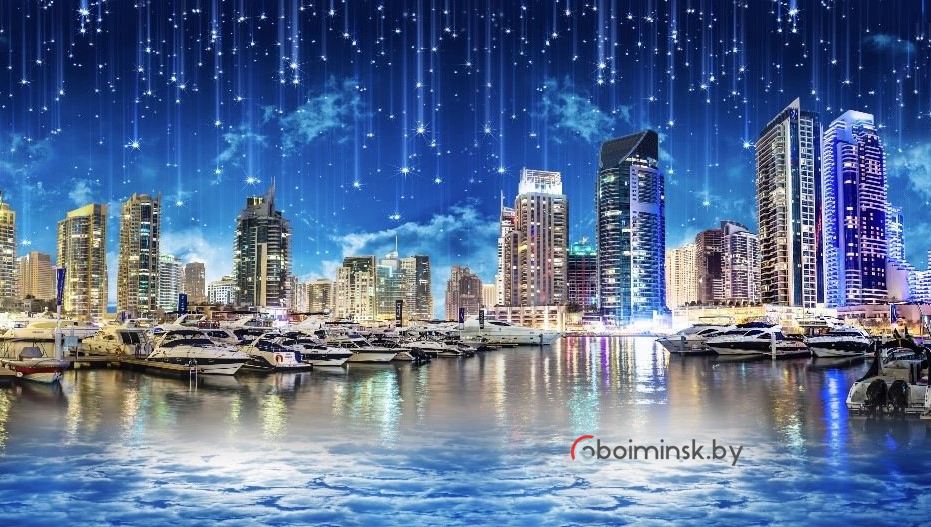3Д фотообои современный ночной город