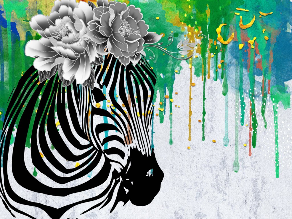 Фотообои абстракция с изображением зебры