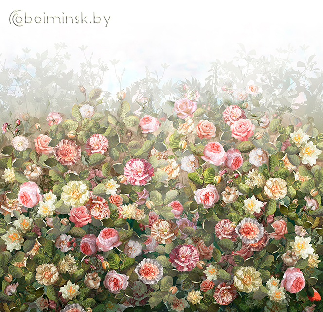 Фотообои цветущие розы фреска