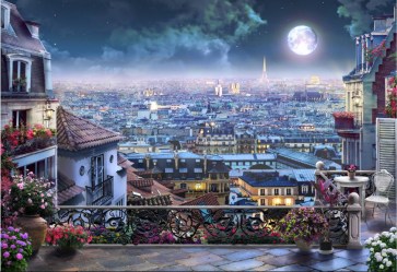 Фотобои-фреска ночь в Париже вид с балкона 