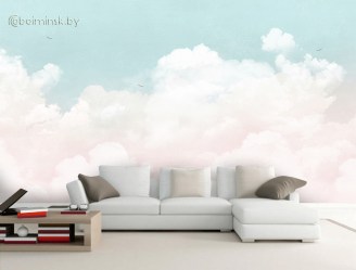 Фотообои De-Art Мечтатели с облаками в интерьере