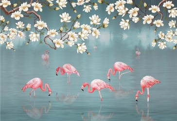 Фотообои розовые фламинго