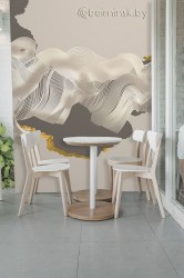 Фотообои De-Art Ветер 3Д абстракция в интерьере кухни столовой