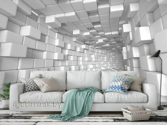 Фотообои De-Art 3Д Белые кубы в интерьере 