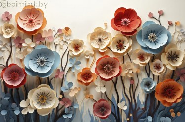Фотообои De-Art 3Д Цветы для детской