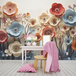 Фотообои De-Art 3Д Цветы для детской в интерьере