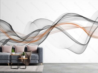 Фотообои De-Art Дым геометрия в интерьере гостиной 