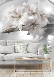 Фотообои 3Д лилии в  интерьере