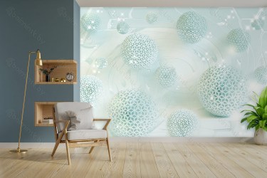 Фотообои De-Art 3Д Невесомость-2 бирюза в интерьере