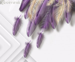 Фотопанно De-Art 3Д перья фиолетовый оттенок
