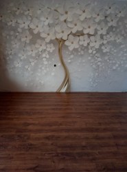 3д фотообои белое дерево в интерьере