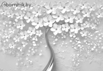 3Д Фотообои белое дерево серебро