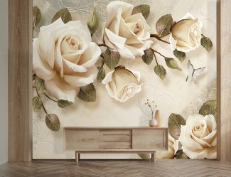 Фотопанно De-Art Чайные розы фреска теплый в интерьере