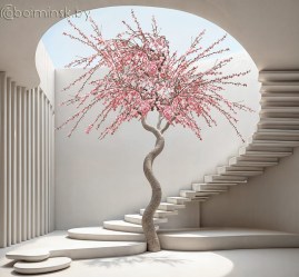 Фотопанно De-Art Цветущее дерево фреска