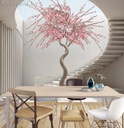 Фотопанно De-Art Цветущее дерево фреска в интерьере кухни