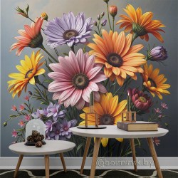 Фотопанно De-Art Цветочный букет в интерьере кухни