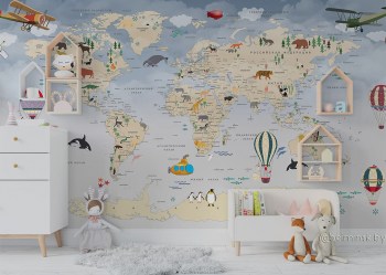 Фотообои De-Art Карта мира для детской 