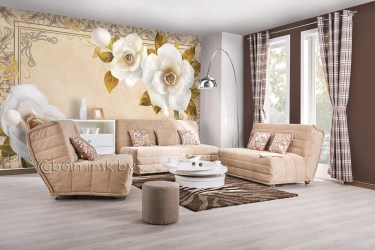Фотообои De-Art Фарфоровые цветы в интерьере гостиной и зала