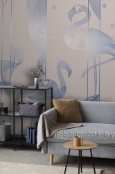 Фотообои De-Art Фламинго фреска в интерьере зала