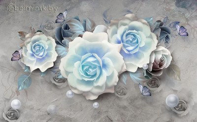 3Д фотообои голубые розы