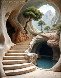 Фотообои De-Art Горный проход фреска