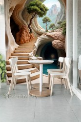 Фотообои De-Art Горный проход фреска в интерьере кухни