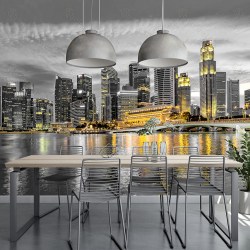 Фотообои De-Art Город в желтых огнях в интерьере кухни 