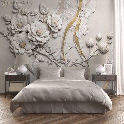 Фотообои De-Art Каменный букет в интерьере спальни