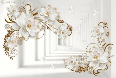 Фотообои De-Art Коридор с белыми цветами