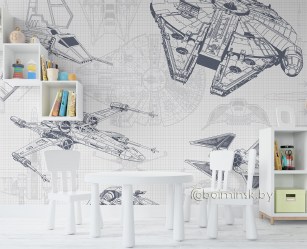 Фотообои De-Art Космические корабли в интерьере детской комнаты