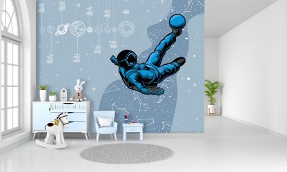 Фотообои De-Art Космический футбол в интерьере детской комнаты