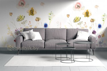 Фотообои De-Art Кветкi акварель в интерьере