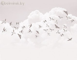Фотообои De-Art Ласточки фреска бежевый цвет