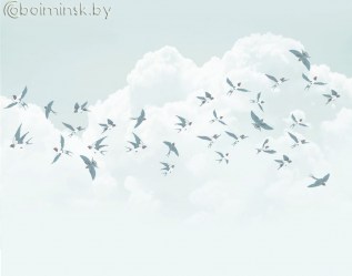 Фотообои De-Art Ласточки фреска синий цвет