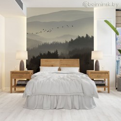 Фотообои De-Art Лес и горы в интерьере спальни