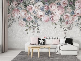 3Д Фотообои летние цветы кружево в интерьере комнаты 