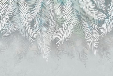 Фотообои De-Art Листья пальмы фреска-2 синий цвет