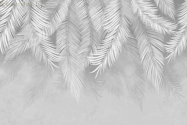Фотообои De-Art Листья пальмы фреска-2 серый цвет