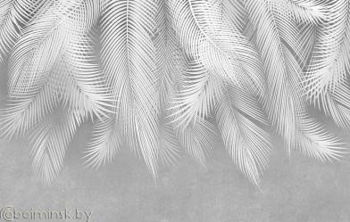 Фотообои De-Art Листья фреска-3 серый цвет
