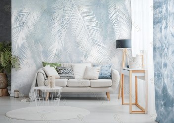 Фотообои De-Art Листья пальмы фреска в интерьере комнаты